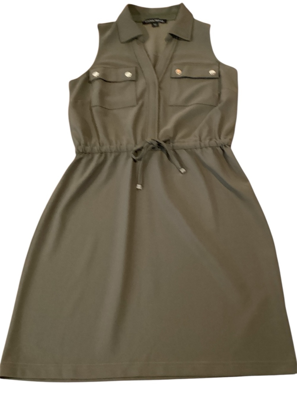 Boston Proper Beyond Travel Drawstring Utility Dress Olive Green sz S - Picture 4 of 12